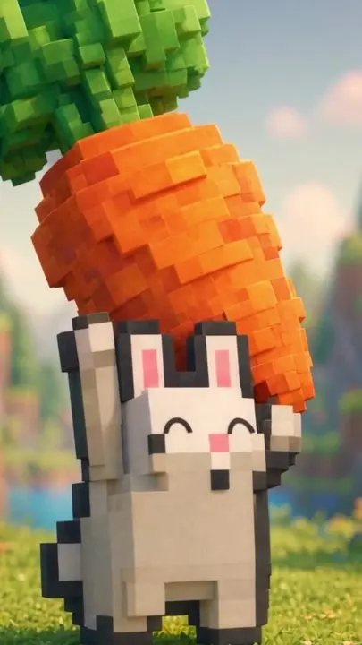 It holds the carrot up, delighted